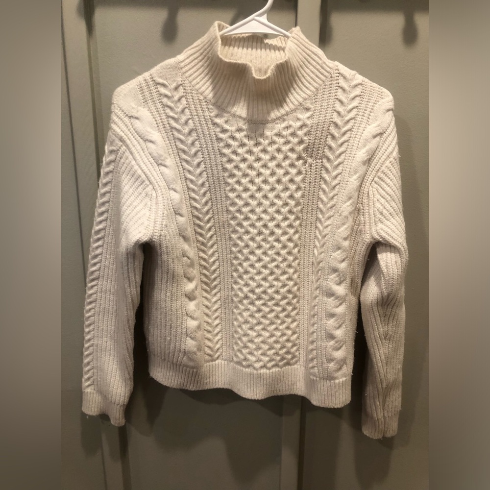 Banana Republic Cream Cable-Pattern Turtleneck Sweater